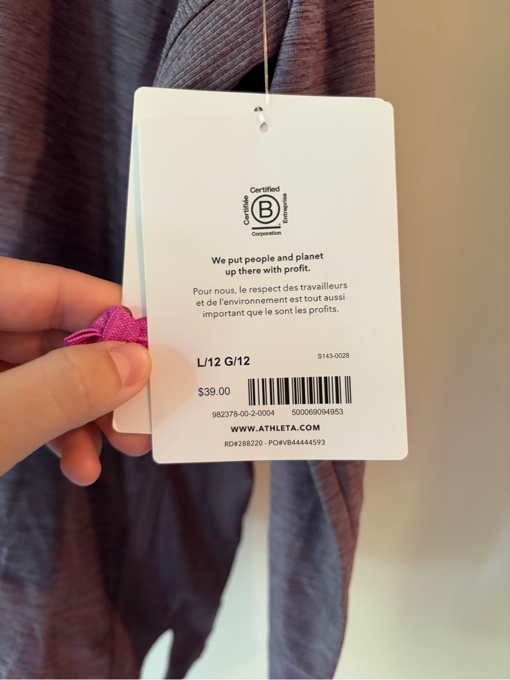 Athleta Girl Purple Long Sleeve NWT - Picture 4 of 6